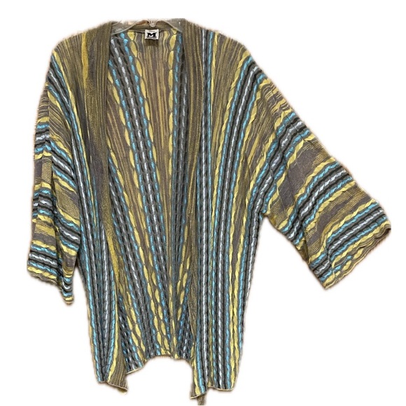 Missoni Authentic Women’s Sz 6 Yellow Gray Taupe Aqua Knit Cardigan - Picture 1 of 12